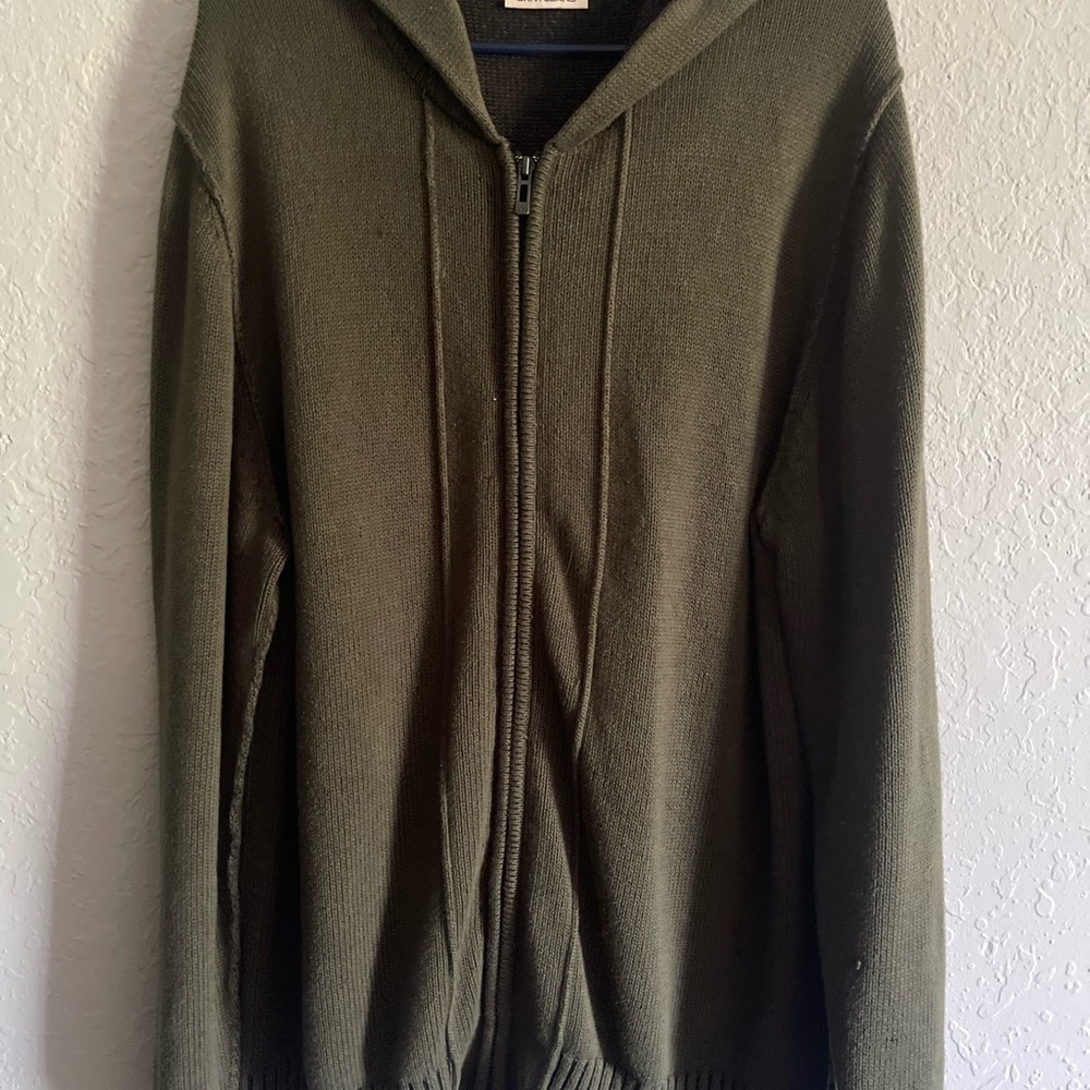 DKNY Men's Zip-Up Sweater in Olive